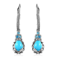 Sleeping Beauty Turquoise and Malgache Neon Apatite Dangling Earrings in Platinum Over Sterling Silver 1.40 ctw