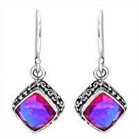 Doorbuster Bali Legacy Volcanic Color Quartz Dangle Earrings in Sterling Silver 5.50 ctw