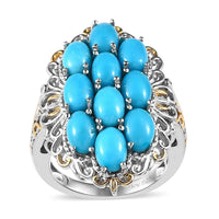Sleeping Beauty Turquoise Ring in Vermeil YG and Platinum Over Sterling Silver (Size 10.0) 4.20 ctw
