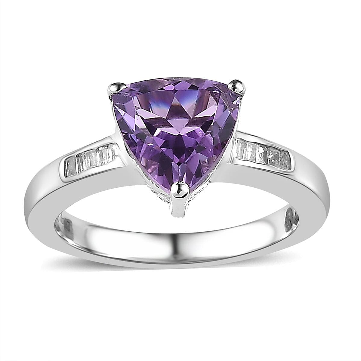 Premium Mashamba Amethyst and Diamond Ring in Platinum Over Sterling Silver 1.70 ctw