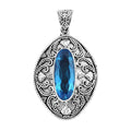 Doorbuster Bali Legacy Caribbean Quartz (Triplet) Pendant in Sterling Silver 12.60 ctw - Sticky add to cart bar