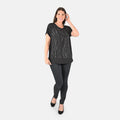 Tamsy Black Color Stylish Jewel Wave Design Women's Top - One Size Missy - Sticky add to cart bar