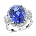 Certified & Appraised Rhapsody 950 Platinum AAAA Tanzanite, Diamond (E-F, VS) (1.24 cts) Halo Ring (Size 6.0) (9.35 g) 10.75 ctw - Sticky add to cart bar