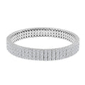 Moissanite 3 Row Bracelet in Rhodium Over Sterling Silver (7.50 In) 18.15 ctw - Sticky add to cart bar