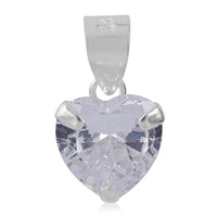 Simulated Diamond Solitaire Heart Pendant without Chain in Sterling Silver 3.25 ctw