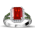 Mexican Cherry Fire Opal, Multi Gemstone Split Shank Ring in Platinum Over Sterling Silver (Size 10.0) (Del. in 3-5 Days) 2.65 ctw - Sticky add to cart bar