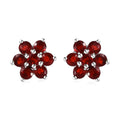 Mexican Cherry Fire Opal Floral Stud Earrings in Platinum Over Sterling Silver 1.25 ctw - Sticky add to cart bar