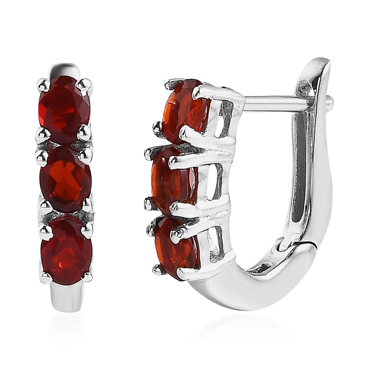 Mexican Cherry Fire Opal Huggie Hoop Earrings 1.35 ctw