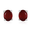 Mexican Cherry Fire Opal Solitaire Stud Earrings in Platinum Over Sterling Silver 0.90 ctw - Sticky add to cart bar