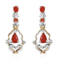 Mexican Cherry Fire Opal Dangle Earrings in Vermeil YG and Platinum Over Sterling Silver 1.35 ctw - Sticky add to cart bar