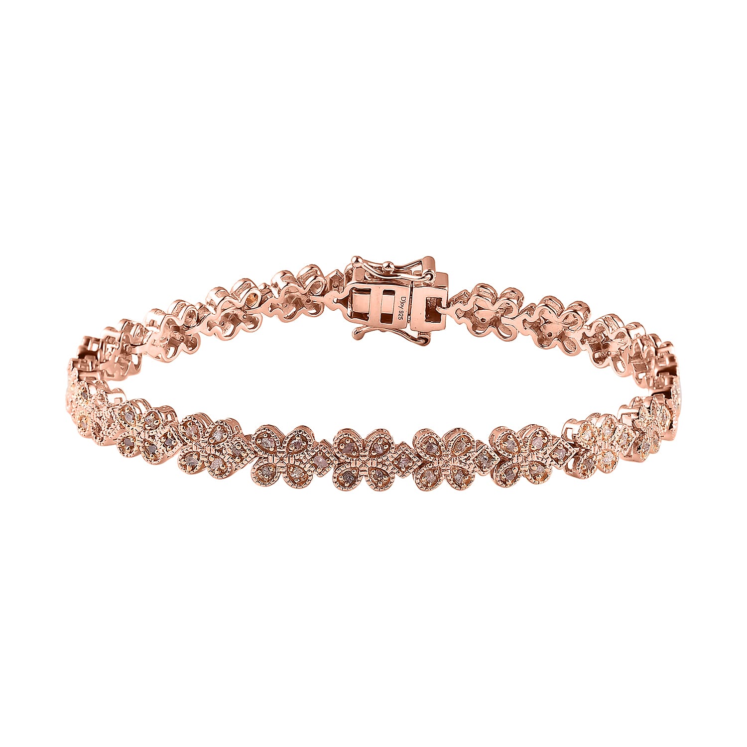 Uncut Natural Pink Diamond Linking Bracelet in Vermeil Rose Gold Over Sterling Silver (7.50 In) 1.00 ctw