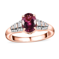 Luxoro 10K Rose Gold AAA Natural Calabar Pink Tourmaline, Diamond Ring (Size 8.0) 1.35 ctw