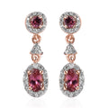Premium Natural Calabar Pink Tourmaline and White Zircon Dangle Earrings in Vermeil Rose Gold Over Sterling Silver 1.10 ctw - Sticky add to cart bar