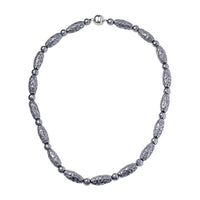 Terahertz 287.35 ctw Beaded Necklace, Carved Barrel Beads Necklace, 20 Inch Necklace, Rhodium Over Sterling Silver Necklace, Terahertz Jewelry