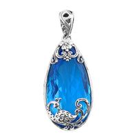 Doorbuster Bali Legacy Caribbean Quartz Peacock Pendant in Sterling Silver 26.35 ctw