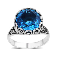 Doorbuster Bali Legacy Caribbean Quartz Ring in Sterling Silver (Size 10.0) 6.25 ctw