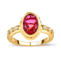 Sunset Quartz and White Zircon 2.60 ctw Ring in Vermeil Yellow Gold Over Sterling Silver (Size 10.0)