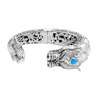 Bali Legacy Sleeping Beauty Turquoise Dragon Cuff Bracelet in Sterling Silver 1.50 ctw