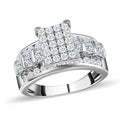Moissanite Ring in Rhodium Over Sterling Silver (Size 10.0) 1.50 ctw - Sticky add to cart bar