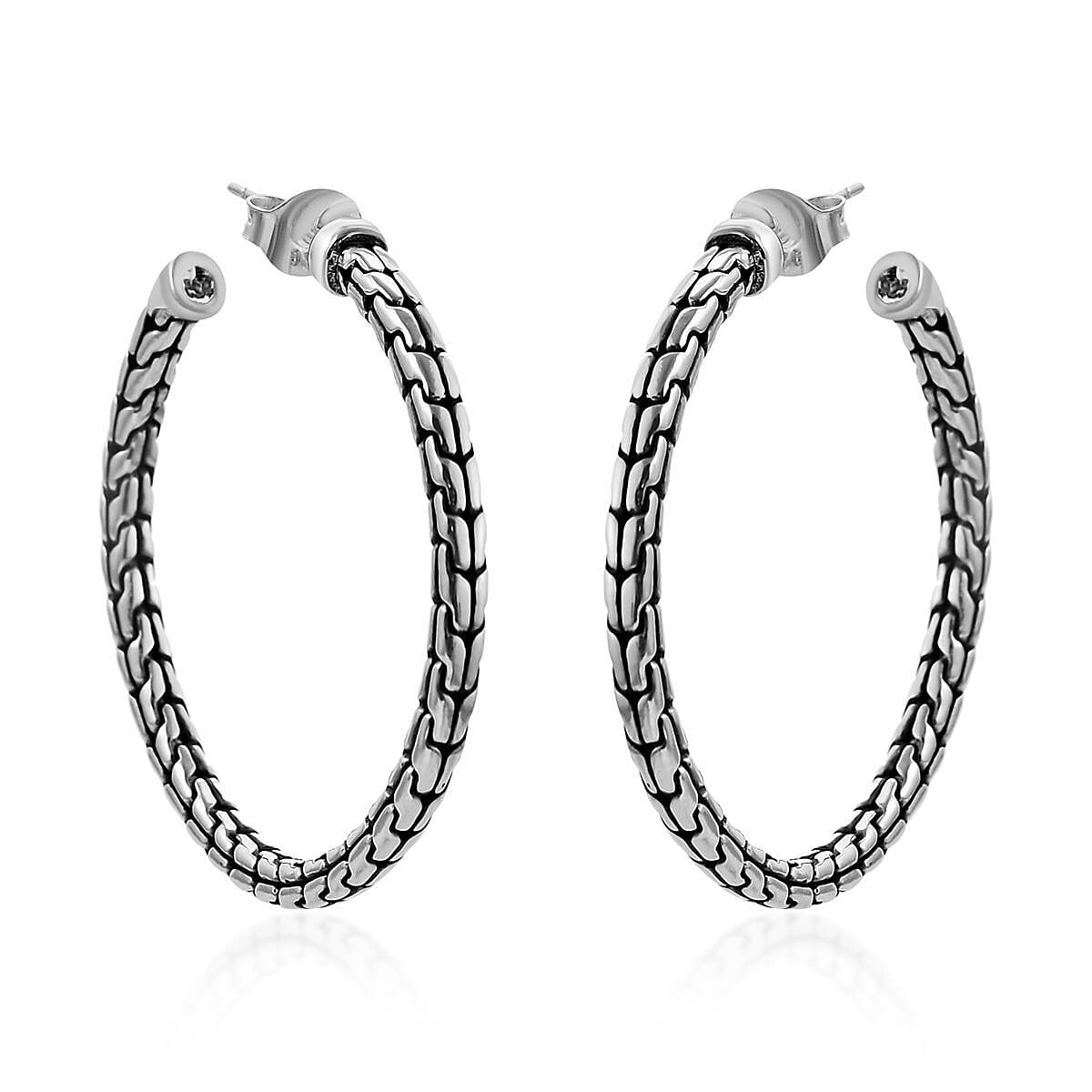 Doorbuster Bali Legacy Sterling Silver Borobudur Hoop Earrings 9 Grams