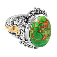 Green Mojave Turquoise 11.00 ctw Ring in Platinum Over Sterling Silver (Size 8.0)