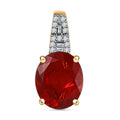 Luxoro 10K Yellow Gold Premium Mexican Cherry Fire Opal and Diamond Pendant without Chain 3.30 ctw - Sticky add to cart bar