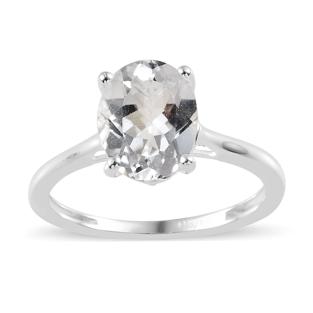 White Topaz Solitaire Ring in Sterling Silver (Size 10.0) 2.15 ctw