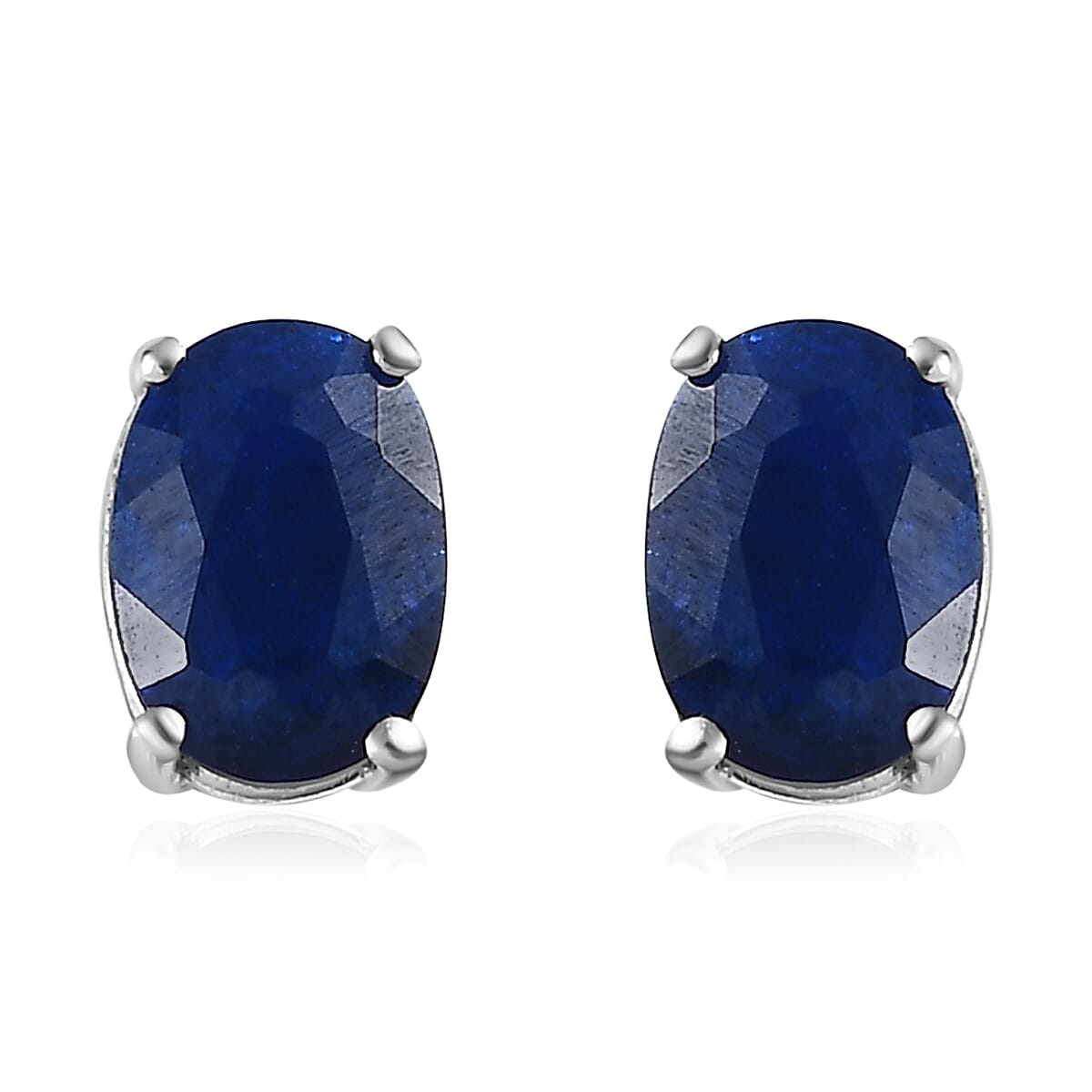 Tanzanian Blue Spinel (DF) Solitaire Stud Earrings in Platinum Over Sterling Silver 1.75 ctw