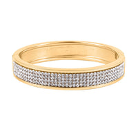 Austrian Crystal Bangle Bracelet in Goldtone (7.50 In)
