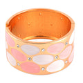 Doorbuster White Austrian Crystal and Pink Enameled Bangle Bracelet (7.00 In) in Goldtone - Sticky add to cart bar