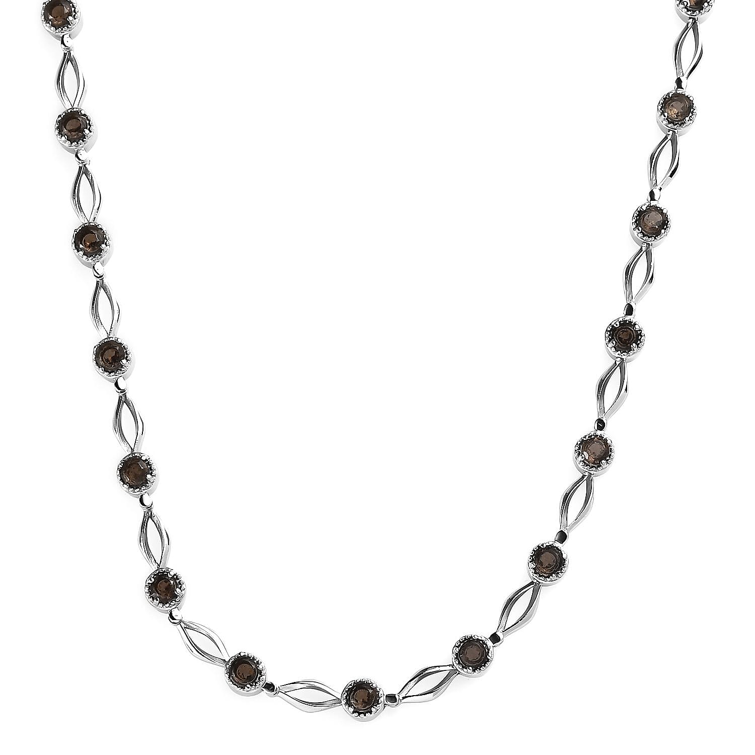 Brazilian Smoky Quartz Necklace 18 Inches in Stainless Steel 4.50 ctw