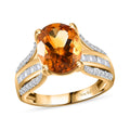 Doorbuster Serra Gaucha Citrine and White Zircon Ring in Vermeil Yellow Gold Over Sterling Silver (Size 10.0) 4.25 ctw - Sticky add to cart bar
