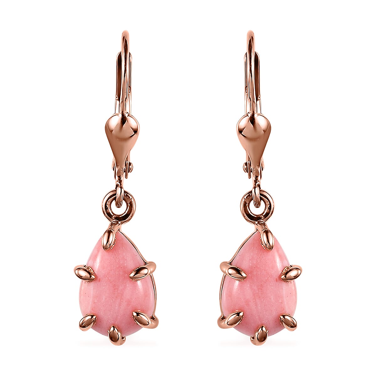 Oregon Sunrise Peach Opal Lever Back Earrings in Vermeil Rose Gold Over Sterling Silver 3.35 ctw