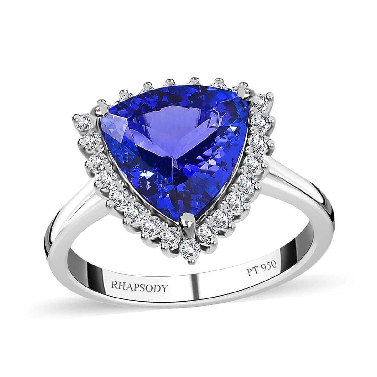 Rhapsody 950 Platinum AAAA Tanzanite and E-F VS2 Diamond Ring (Size 7.0) 6.40 Grams 4.15 ctw