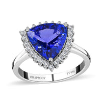 Rhapsody 950 Platinum AAAA Tanzanite and E-F VS2 Diamond Ring (Size 7.0) 6.40 Grams 4.15 ctw