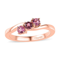 Natural Calabar Pink Tourmaline Bypass Ring in Vermeil Rose Gold Over Sterling Silver (Size 10.0) 0.35 ctw