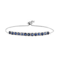 Kanchanaburi Blue Sapphire and White Zircon Bolo Bracelet in Platinum Over Sterling Silver 2.65 ctw - Sticky add to cart bar