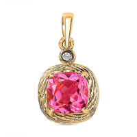 Sunset Quartz and White Zircon Pendant in 18K Vermeil YG Over Sterling Silver 4.02 ctw