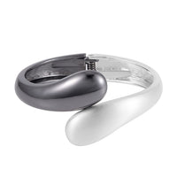 Bypass Cuff Bracelet in Blacktone and Silvertone (7.0 in)