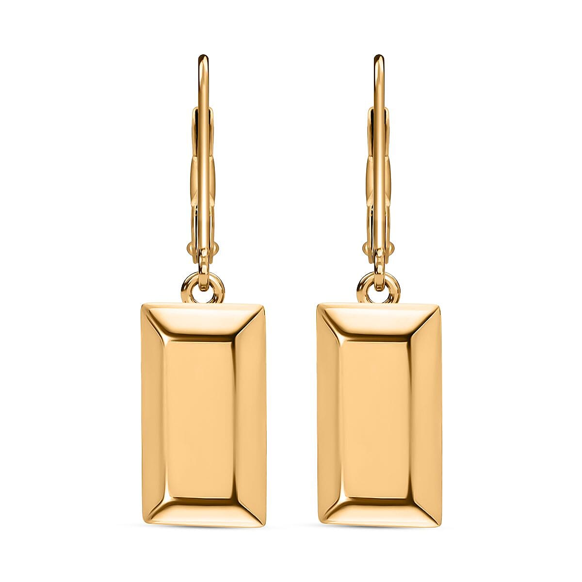 18K Yellow Gold Lever Back Bar Earrings 2.15 Grams