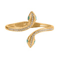 Green and White Austrian Crystal Snake Bangle Bracelet in Goldtone (7.0 in) - Sticky add to cart bar