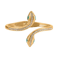 Green and White Austrian Crystal Snake Bangle Bracelet in Goldtone (7.0 in)