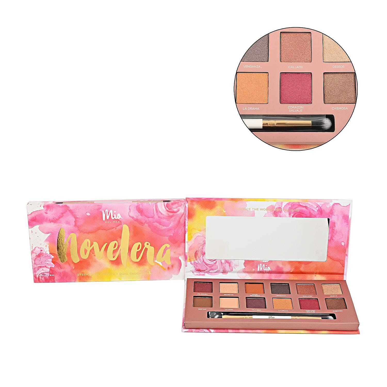 Closeout MIA DEL MAR Novelera Vegan Eyeshadow Palette with Dual Ended Brush