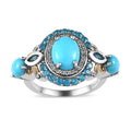 Sleeping Beauty Turquoise and Multi Gemstone Ring in Vermeil YG & Platinum Over Sterling Silver (Size 10.0) 3.40 ctw - Sticky add to cart bar
