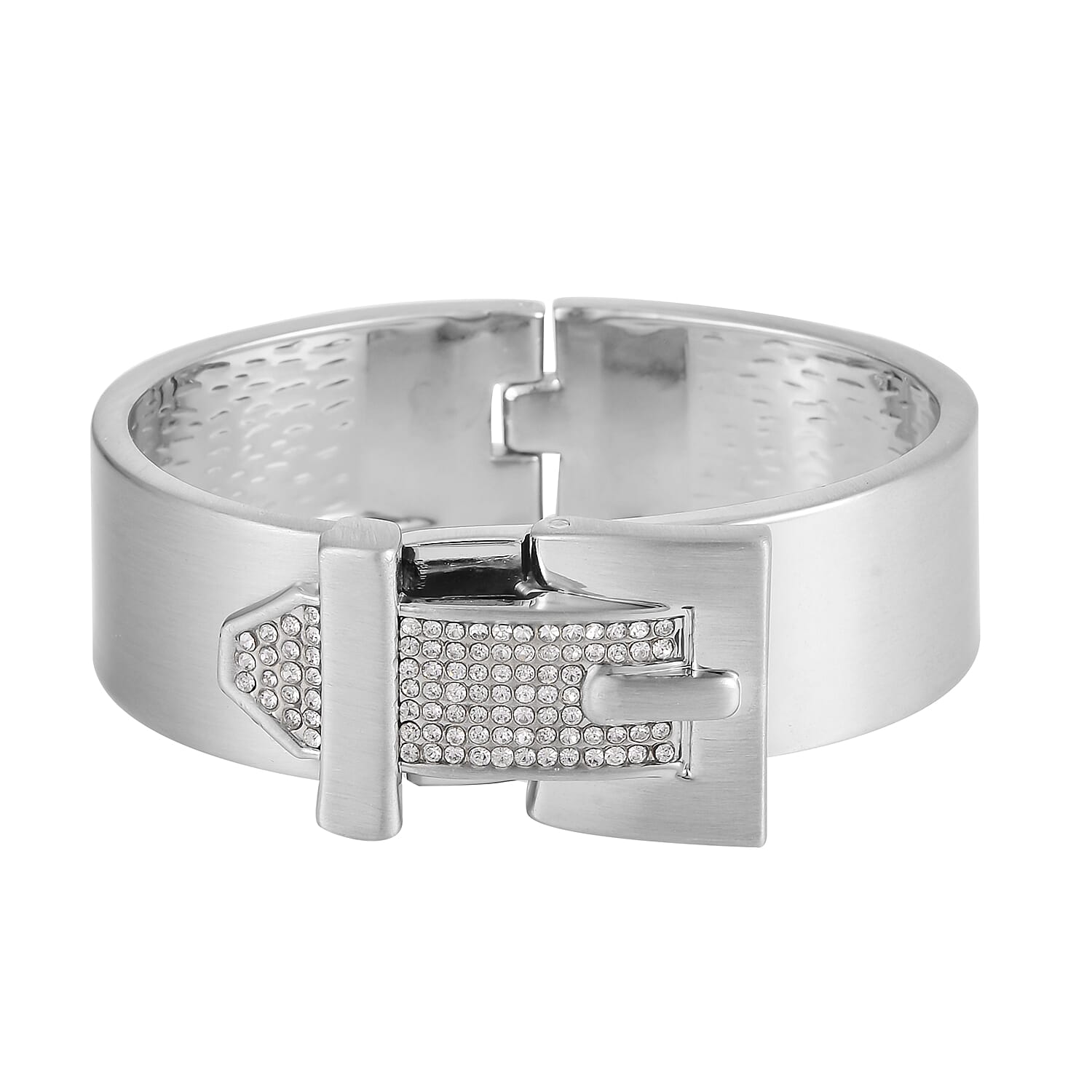 Austrian Crystal Buckle Bracelet in Silvertone (6.75 in)