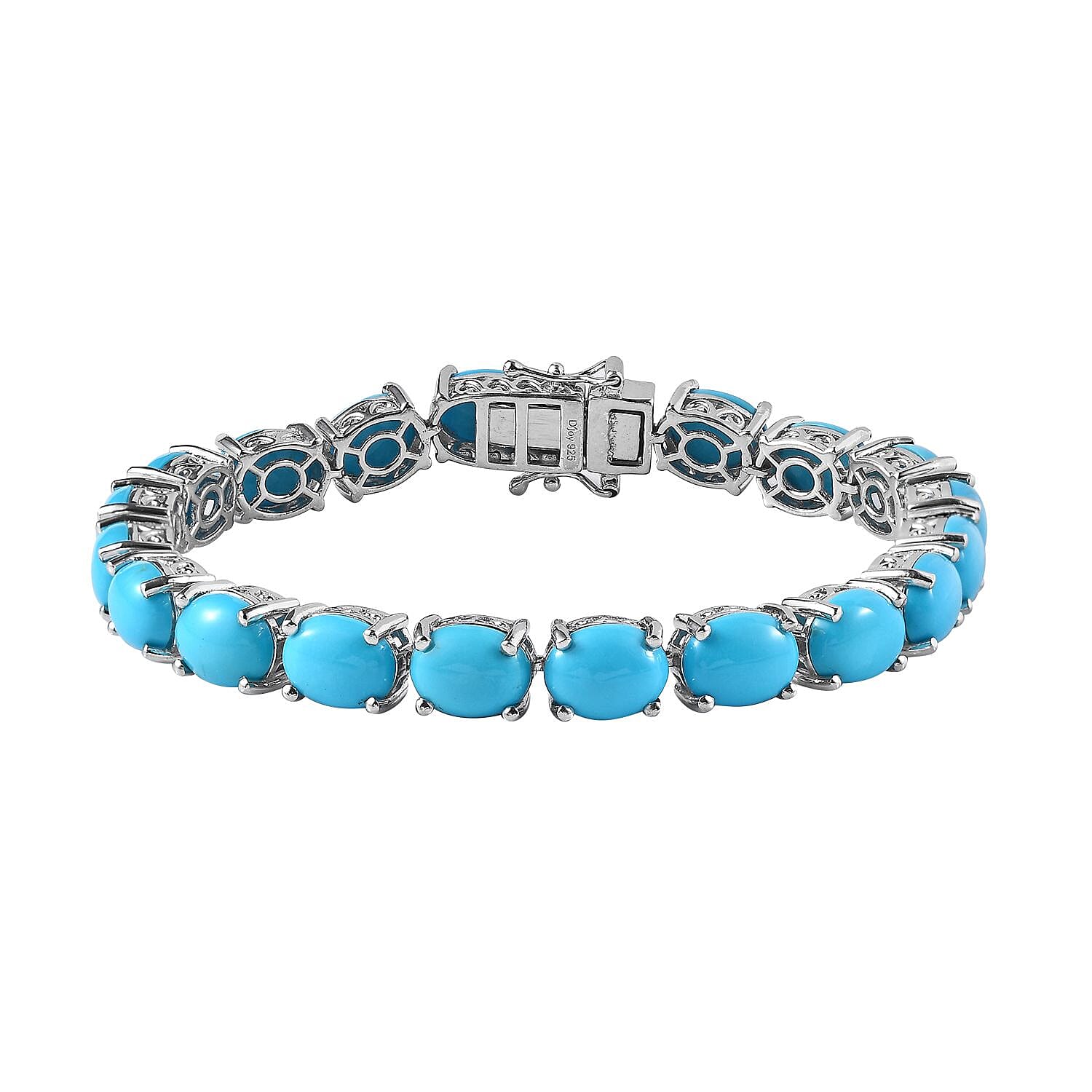 Sleeping Beauty Turquoise Tennis Bracelet in Platinum Over Sterling Silver (7.25 In) (Del. 7-10 Days) 25.35 ctw