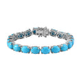 Sleeping Beauty Turquoise Tennis Bracelet in Platinum Over Sterling Silver (7.25 In) (Del. 7-10 Days) 25.35 ctw - Sticky add to cart bar