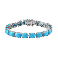 Sleeping Beauty Turquoise Tennis Bracelet in Platinum Over Sterling Silver (7.25 In) (Del. 7-10 Days) 25.35 ctw