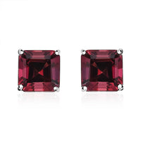 Rhapsody Asscher Cut AAAA Ouro Fino Rubellite 2.40 ctw Solitaire Stud Earrings in 950 Platinum