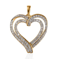 White Diamond Heart Pendant in Rhodium Over Sterling Silver 0.75 ctw